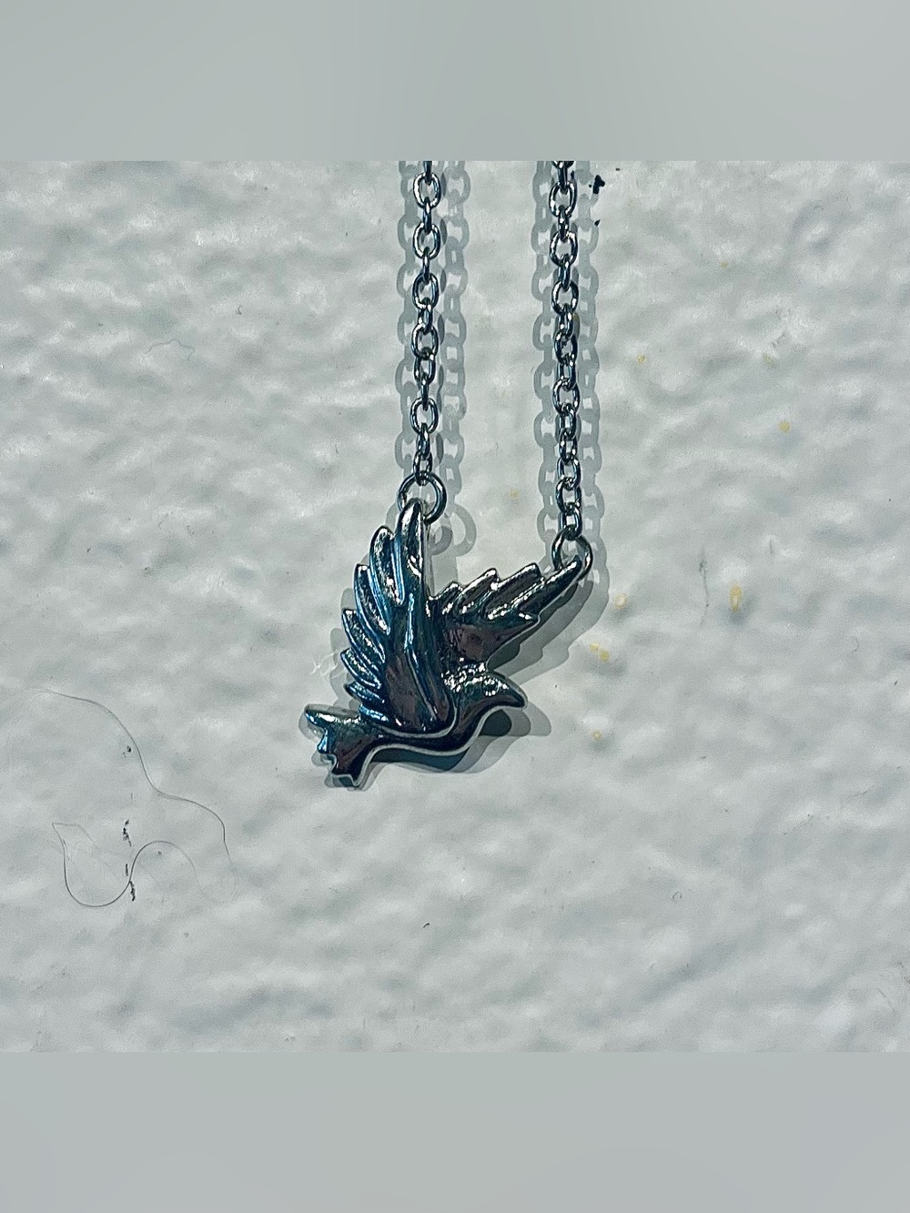 Silver Tone Flying Dove Pendant Necklace
